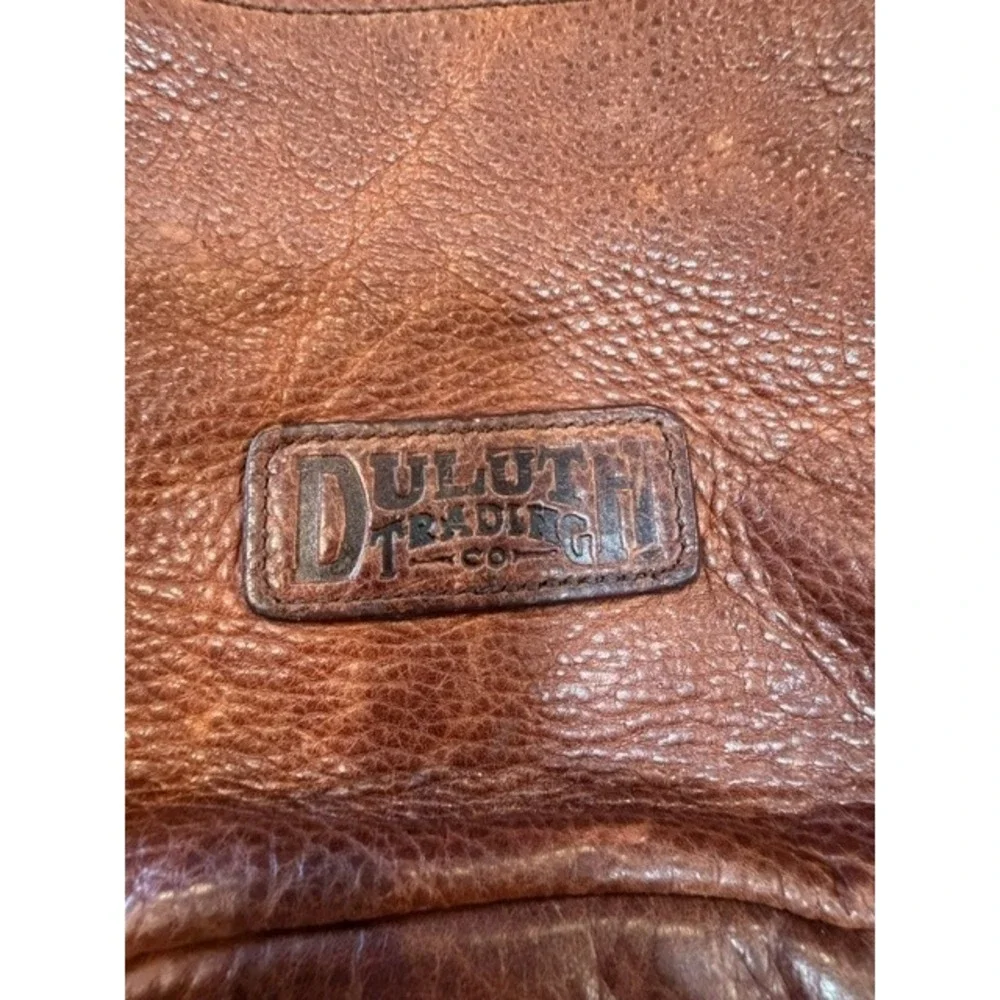 Duluth Trading Co Brown Pebbled Leather Crossbody Messenger Bag Tablet Sleeve